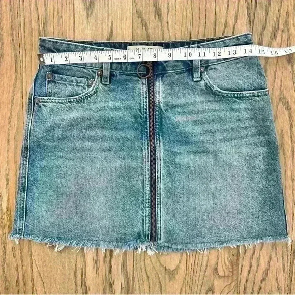 We The Free Women’s Denim Front Zip Mini Skirt Size 26 - Picture 8 of 14